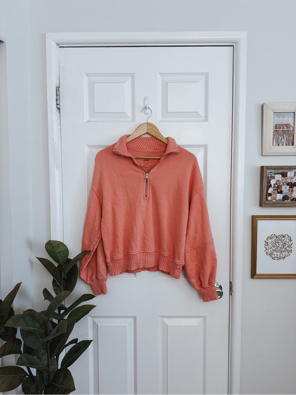 Aerie Pink Quarter-Zip Pullover Sweatshirt - Picture 2 of 6